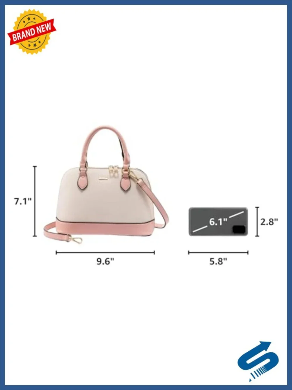 Faux Leather Satchel Crossbody Bag Double Zip Top Handle Dome Satchel